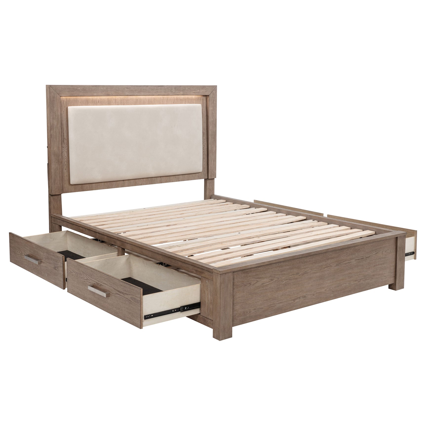 Tampa Furniture Outlet - Coaster - Kenora 56-inch Queen LED Storage Bed Barley Brown - 224850Q