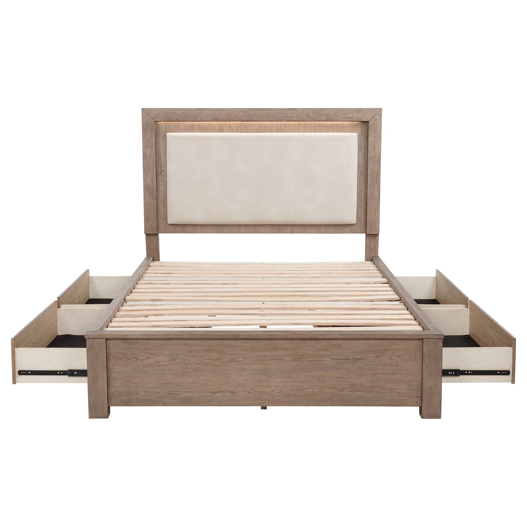 Kenora 56-inch Queen LED Storage Bed Barley Brown - Tampa Furniture Outlet