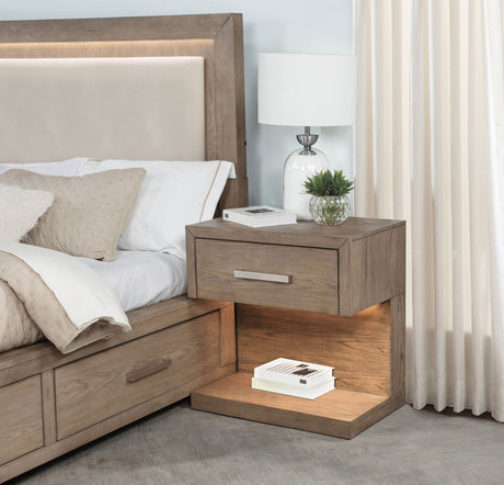 Kenora 1-drawer Nightstand Bedside Table Barley Brown - Tampa Furniture Outlet