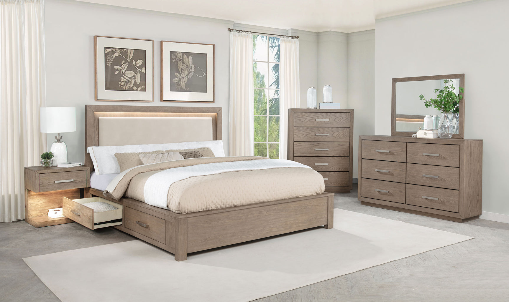 Kenora 1-drawer Nightstand Bedside Table Barley Brown - Tampa Furniture Outlet