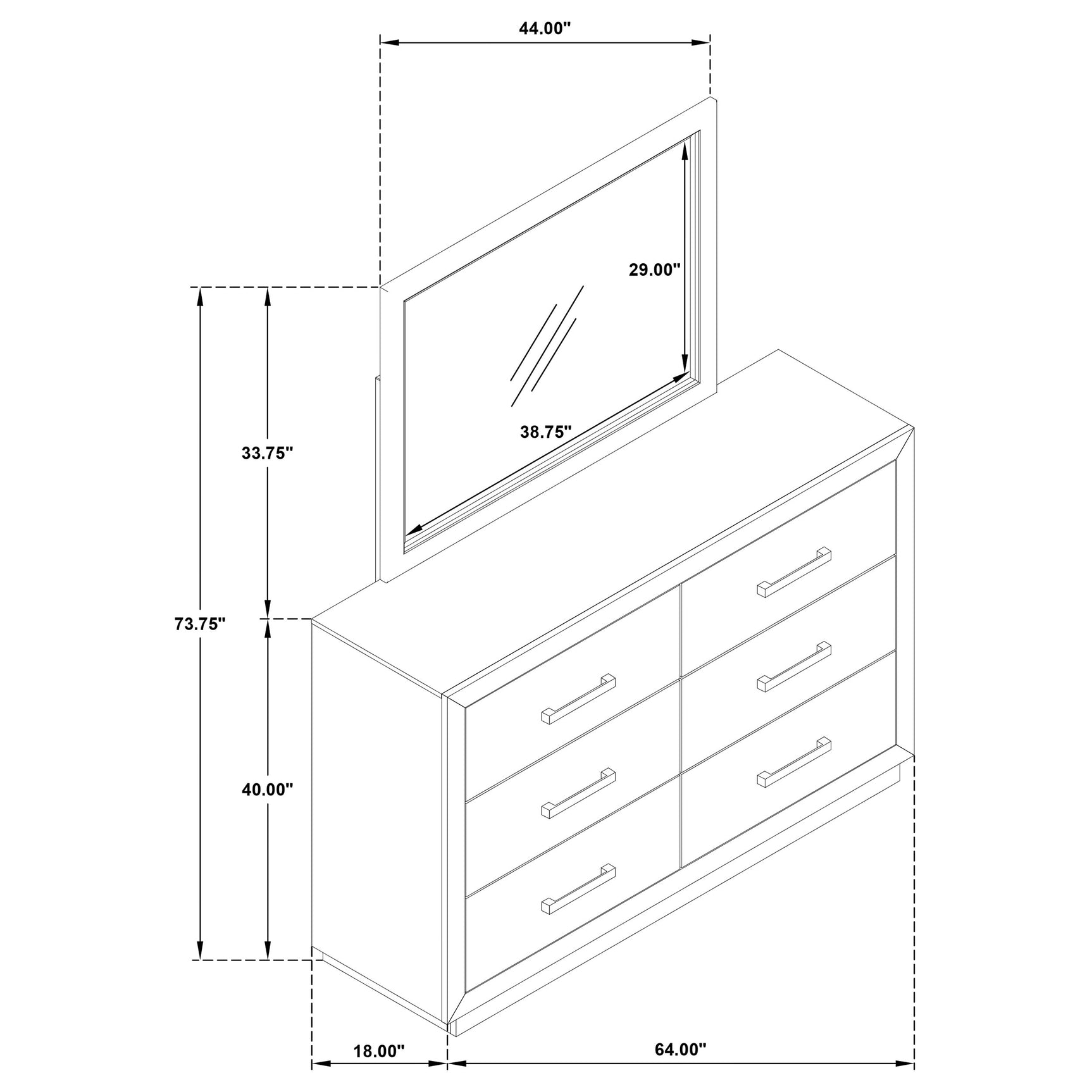 Kenora 6-drawer Dresser and Mirror Barley Brown - Tampa Furniture Outlet