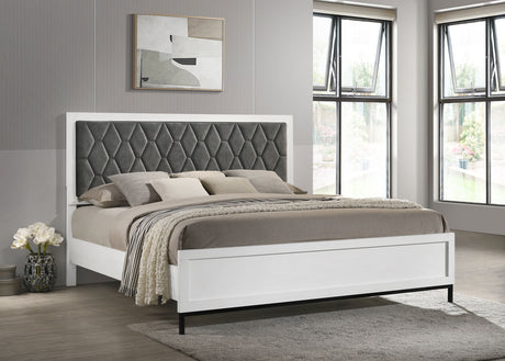 Sonora Eastern King Upholstered Panel Bed White - Tampa Furniture Outlet