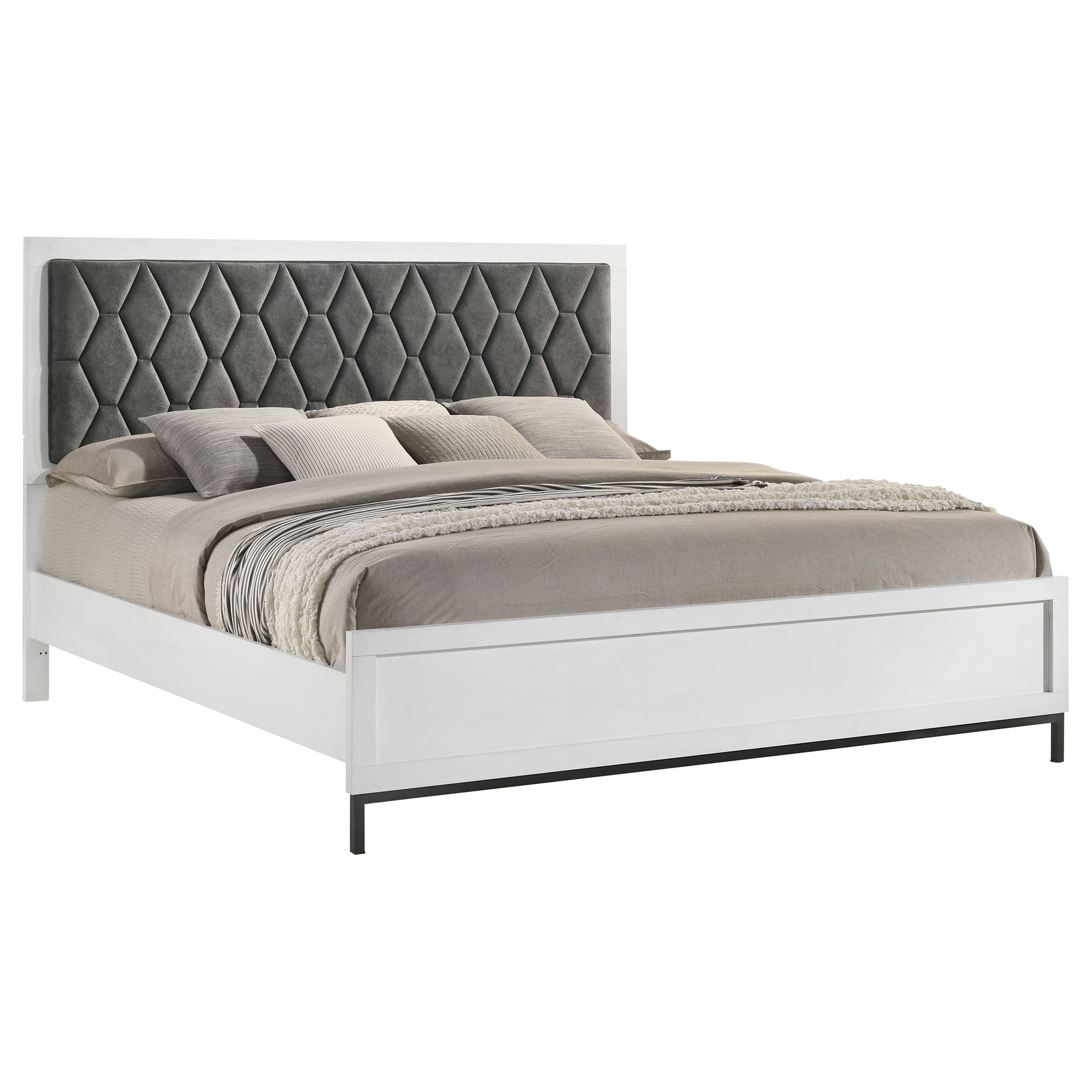 Sonora Eastern King Upholstered Panel Bed White - Tampa Furniture Outlet