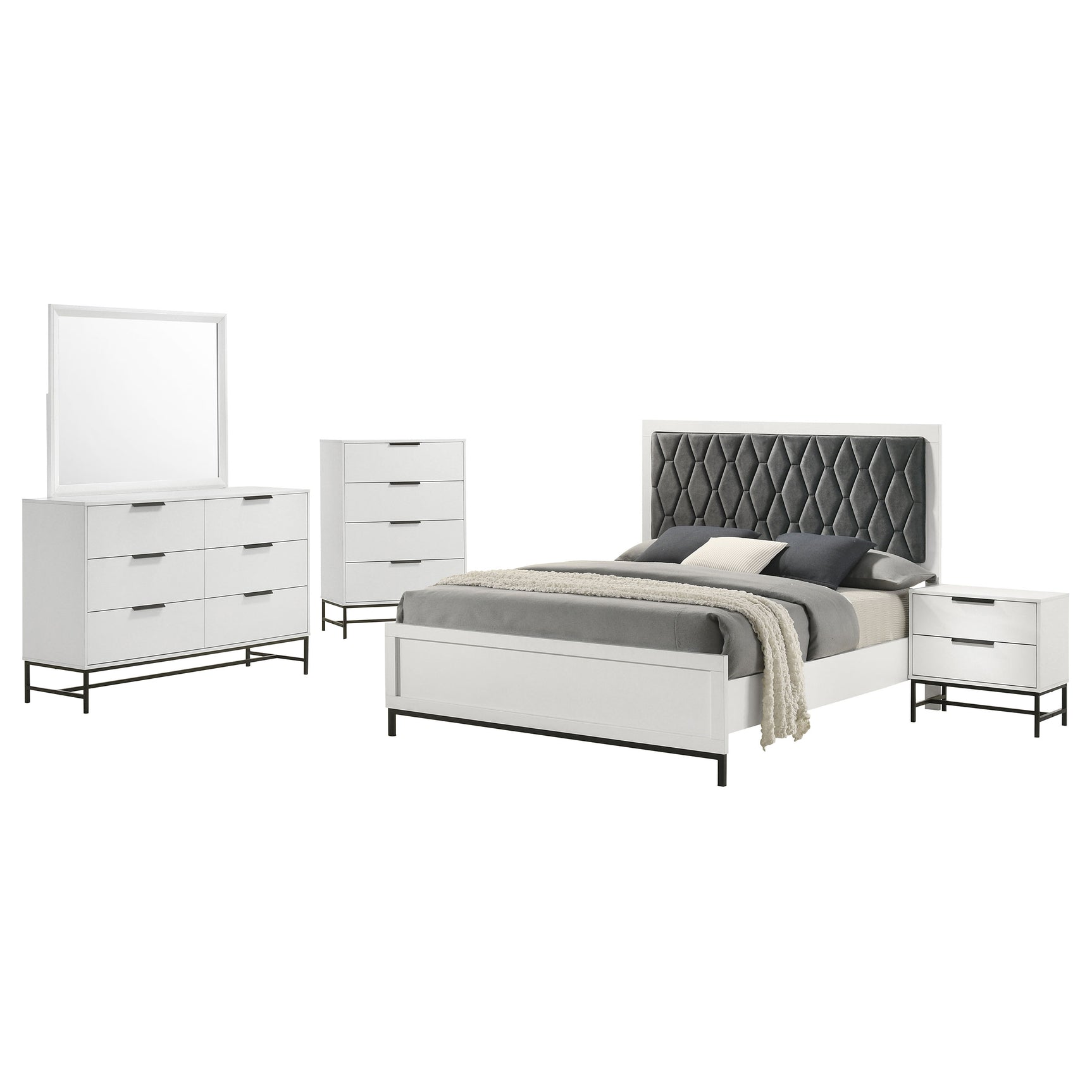 Sonora 5-piece California King Bedroom Set White - Tampa Furniture Outlet
