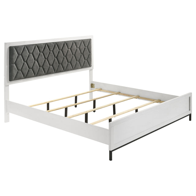 Tampa Furniture Outlet - Coaster - Sonora California King Upholstered Panel Bed White  - 224861KW