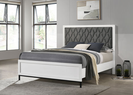 Sonora Queen Upholstered Panel Bed White - Tampa Furniture Outlet