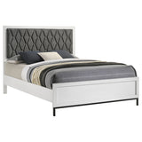 Sonora Queen Upholstered Panel Bed White - Tampa Furniture Outlet