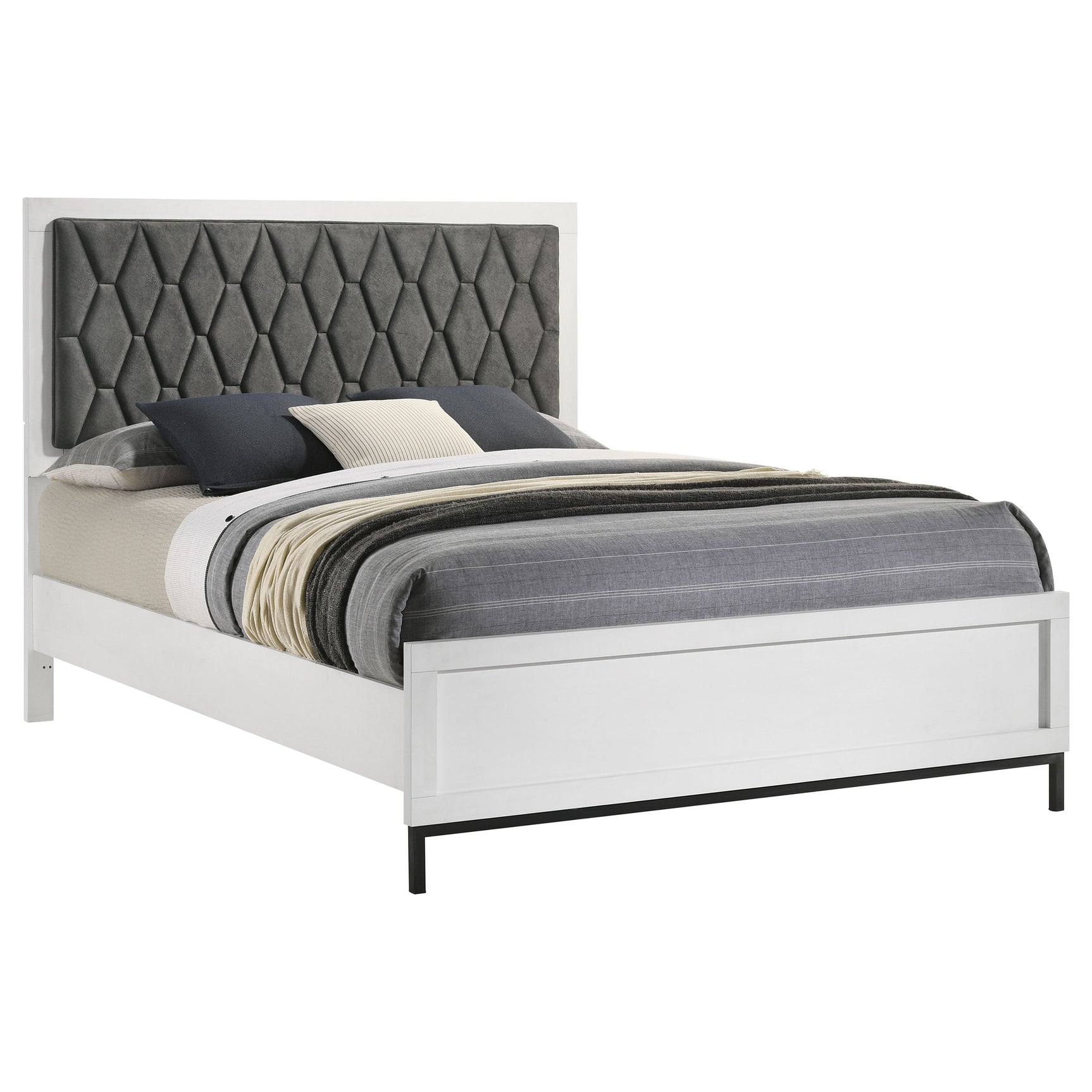 Sonora Queen Upholstered Panel Bed White - Tampa Furniture Outlet