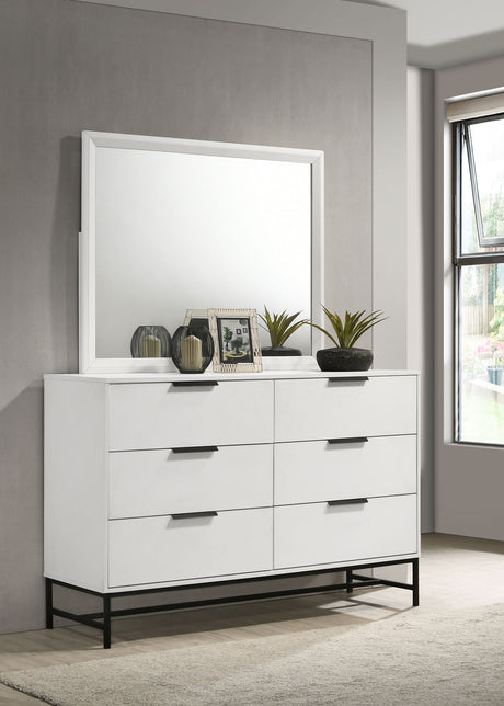Sonora 6-drawer Dresser with Mirror White - Tampa Furniture Outlet