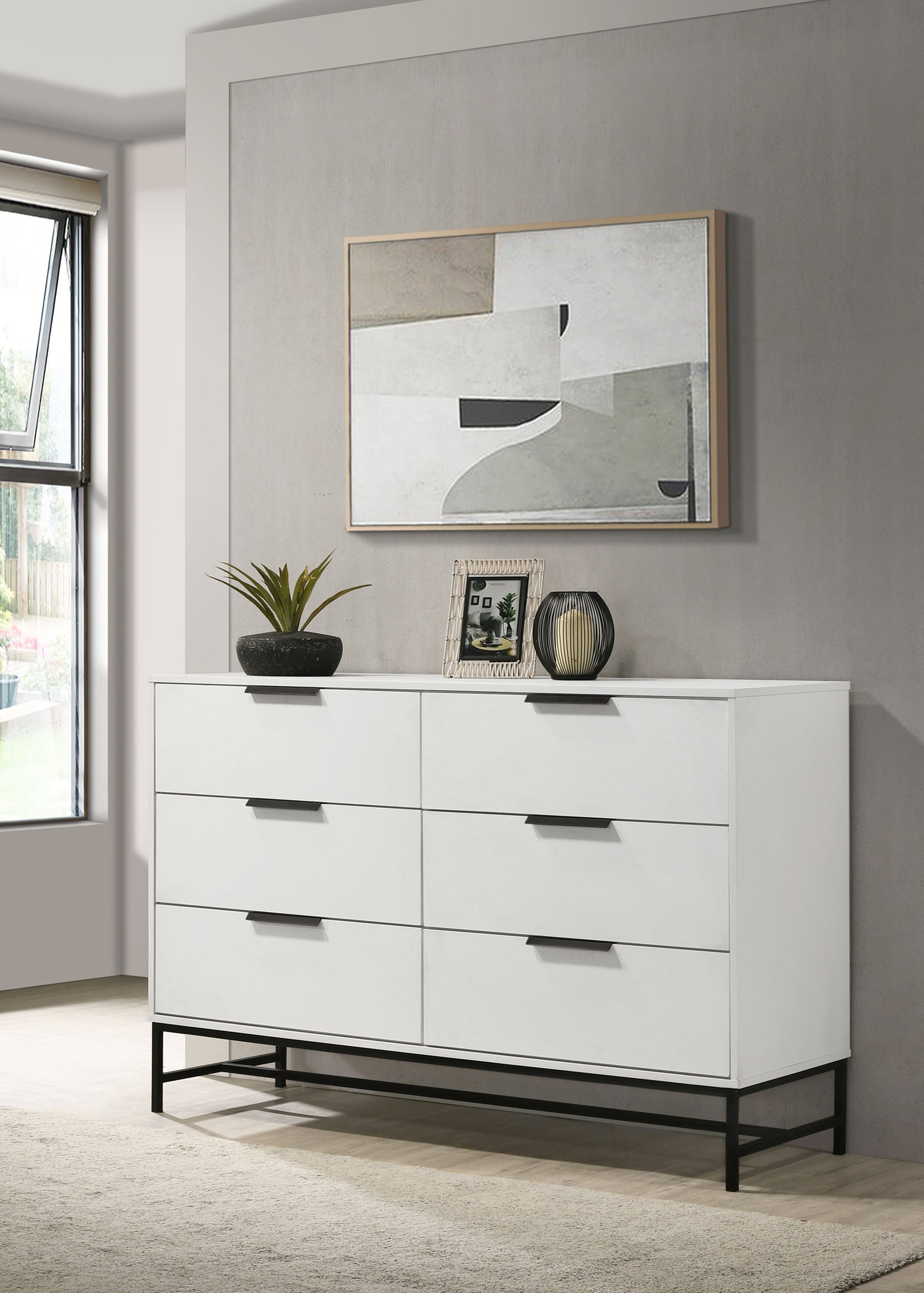 Sonora 6-drawer Bedroom Dresser White - Tampa Furniture Outlet