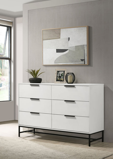 Sonora 6-drawer Bedroom Dresser White - Tampa Furniture Outlet