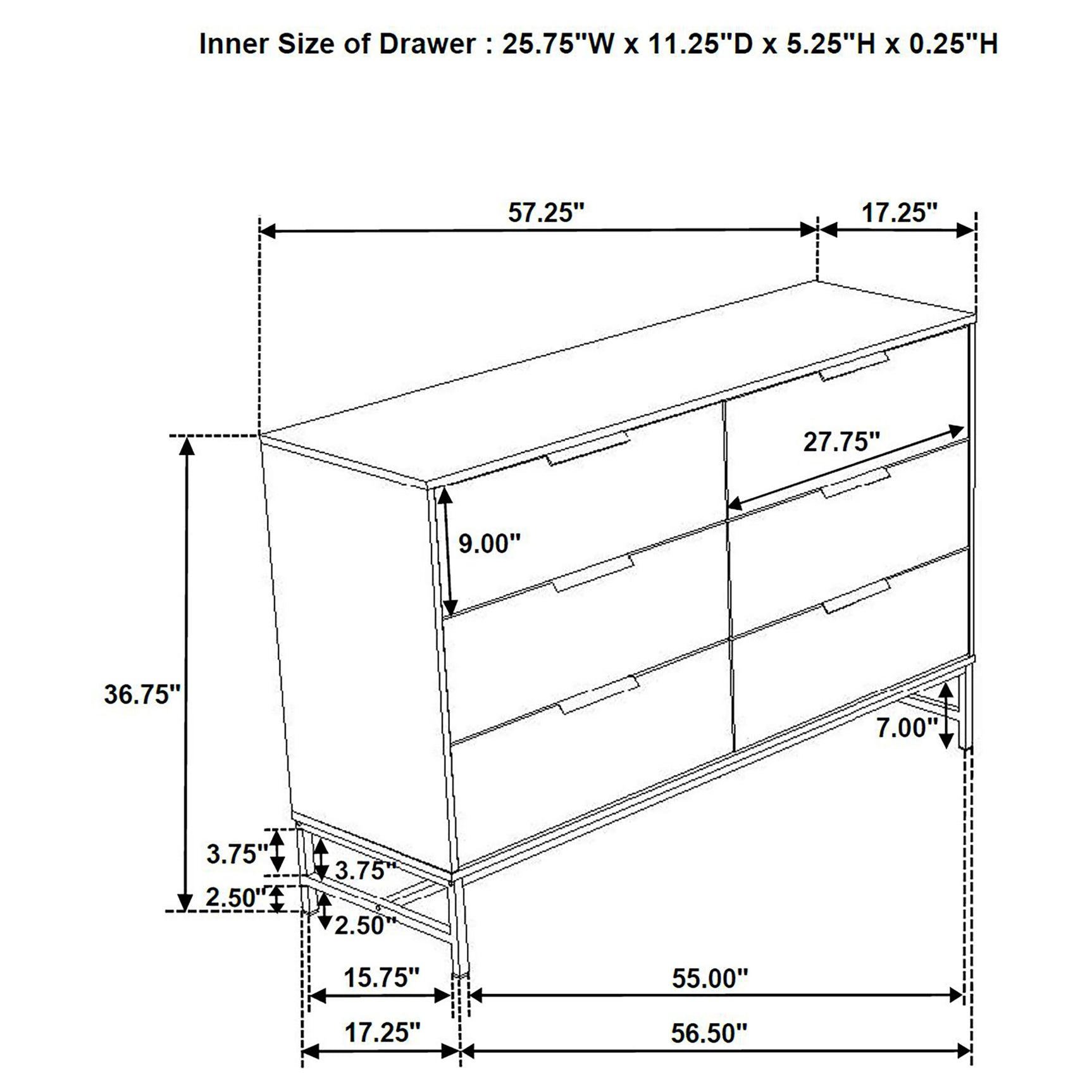 Sonora 6-drawer Bedroom Dresser White - Tampa Furniture Outlet