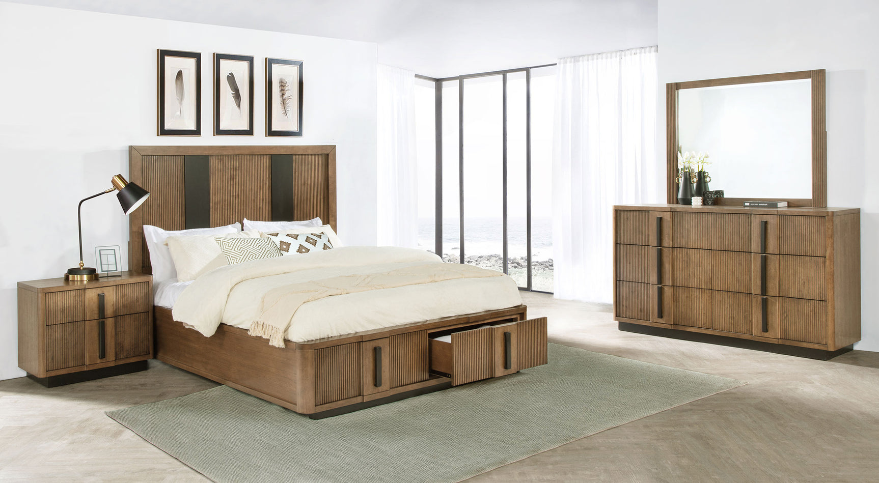 Tampa Furniture Outlet - Coaster - Terrace 4-piece Eastern King Bedroom Set Ash Brown - 224900KE-S4