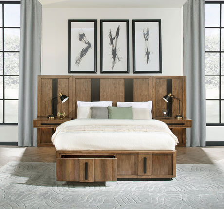 Terrace California King Wall Panel Storage Bed Ash Brown - Tampa Furniture Outlet
