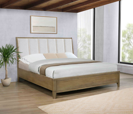 Granada Upholstered Eastern King Panel Bed Natural Pine - Tampa Furniture Outlet