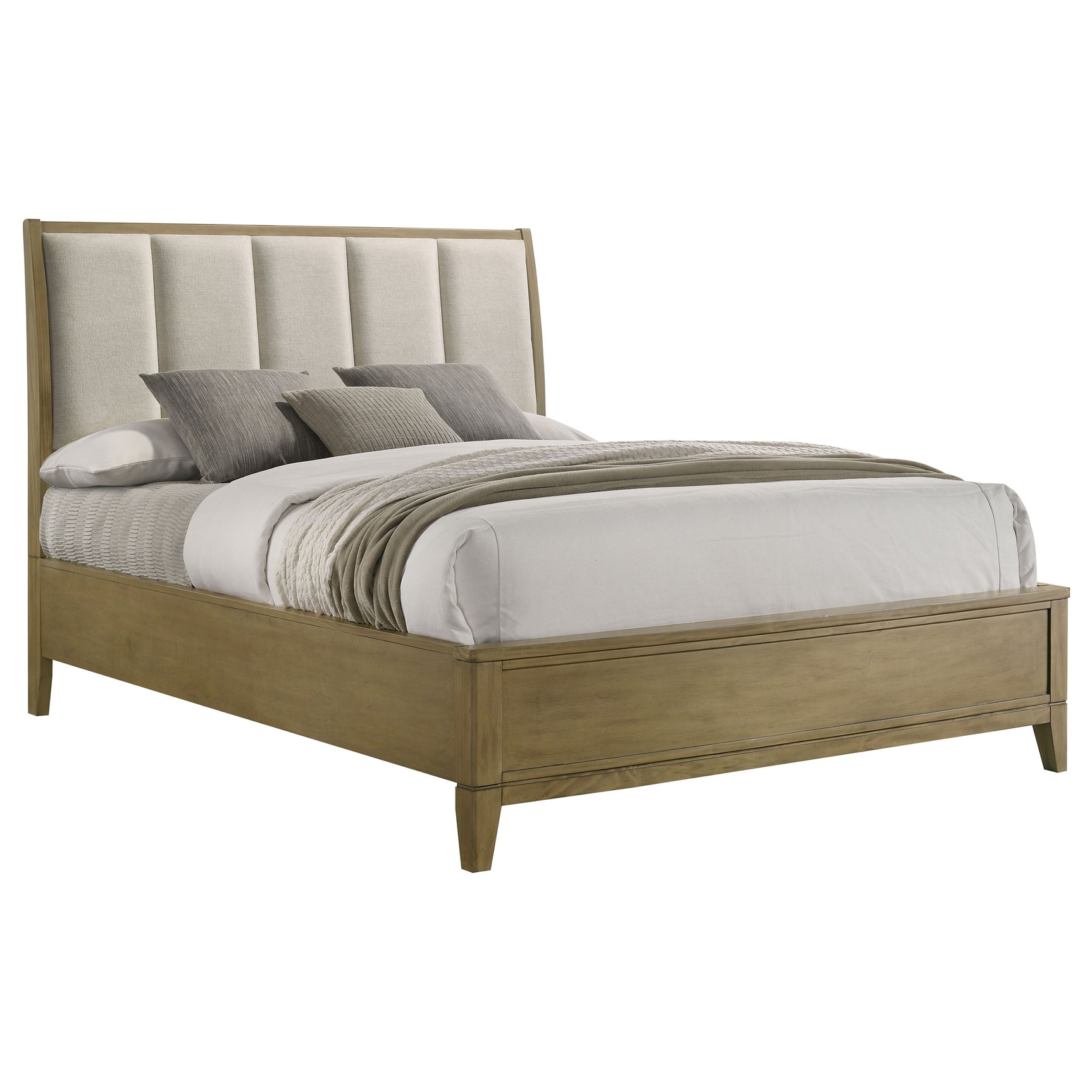 Granada Upholstered Queen Panel Bed Natural Pine - Tampa Furniture Outlet