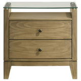 Granada 2-drawer Glass Top Nightstand Natural Pine - Tampa Furniture Outlet