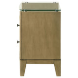 Granada 2-drawer Glass Top Nightstand Natural Pine - Tampa Furniture Outlet