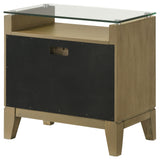Granada 2-drawer Glass Top Nightstand Natural Pine - Tampa Furniture Outlet