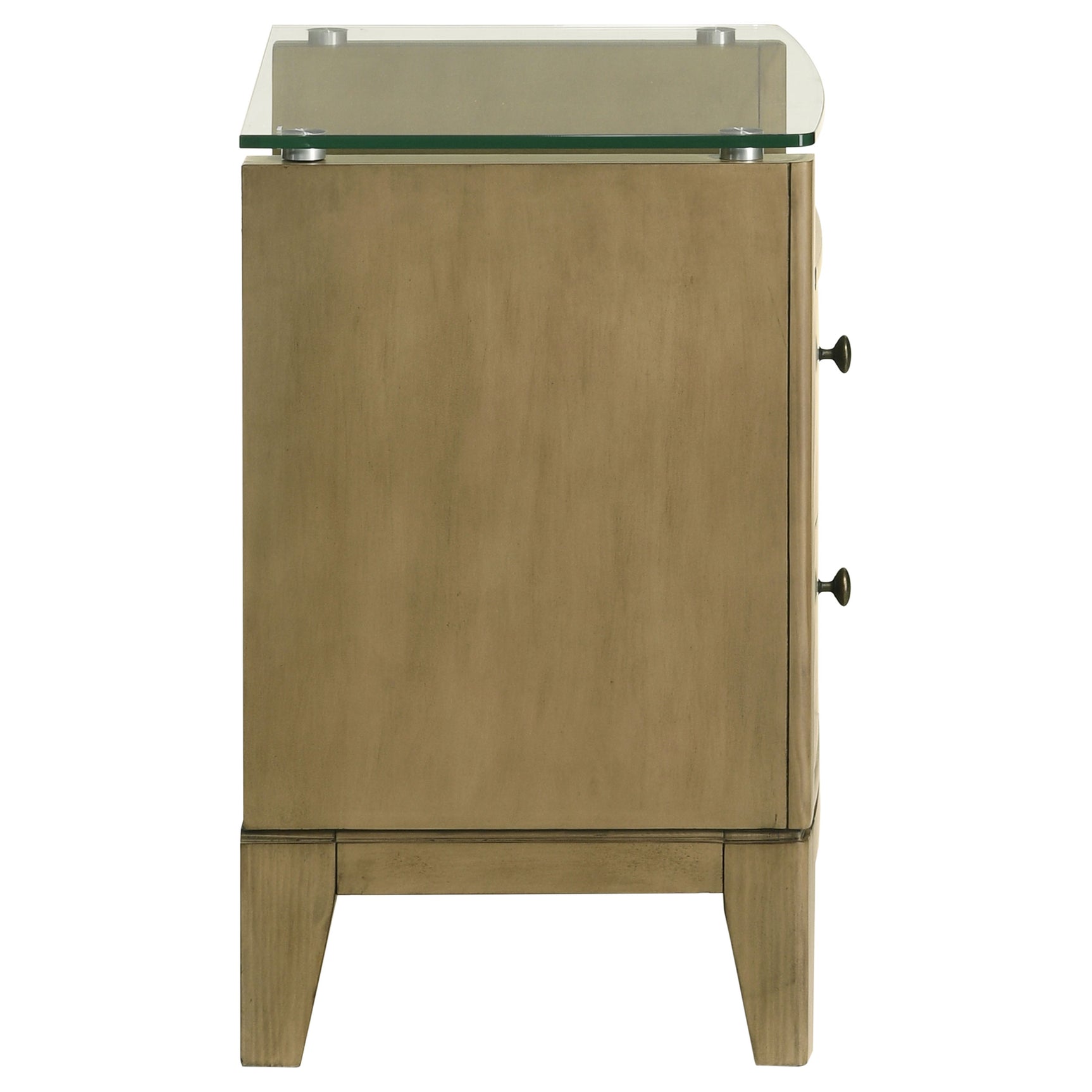 Granada 2-drawer Glass Top Nightstand Natural Pine - Tampa Furniture Outlet