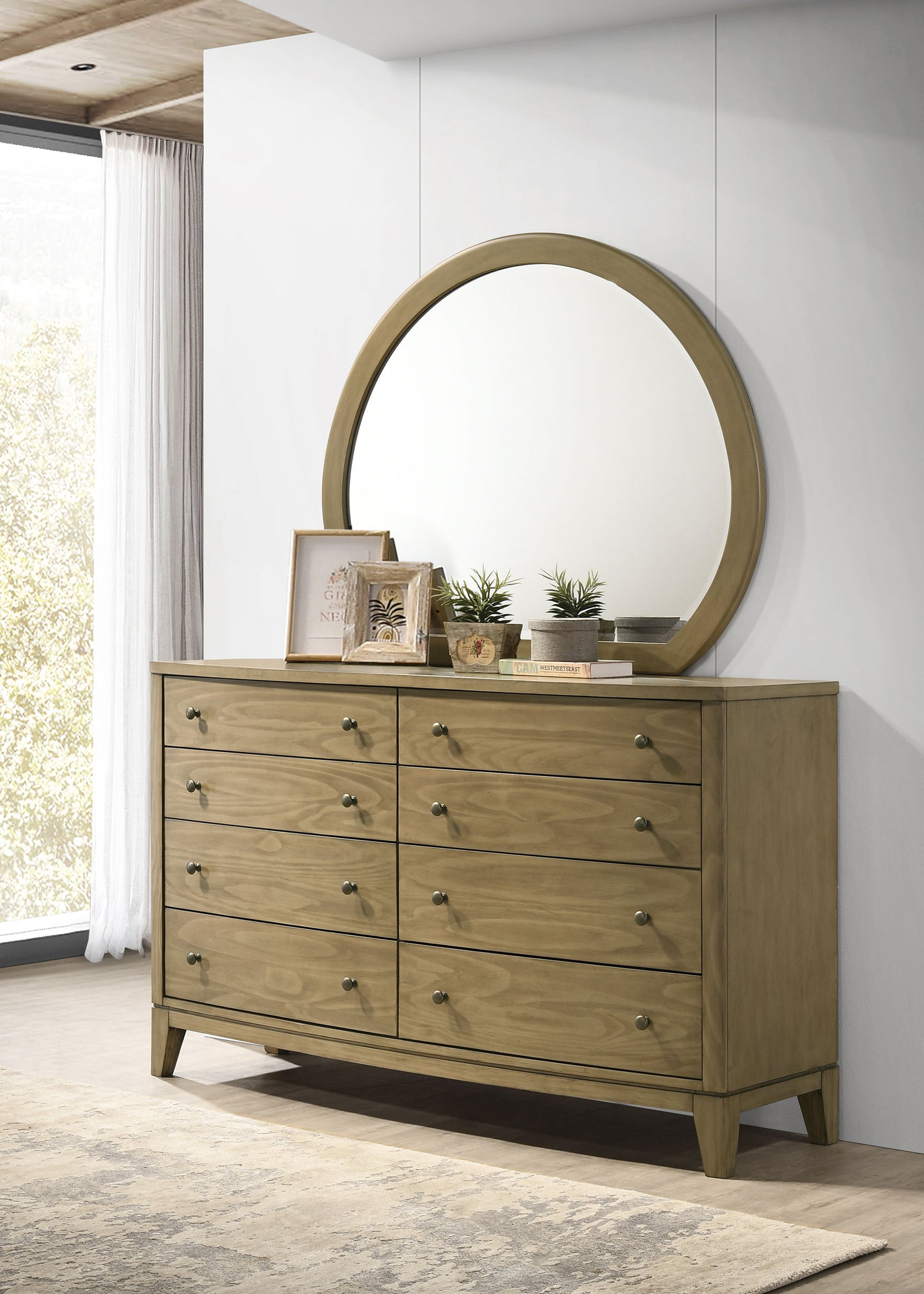 Granada 8-drawer Dresser and Mirror Natural Pine - Tampa Furniture Outlet