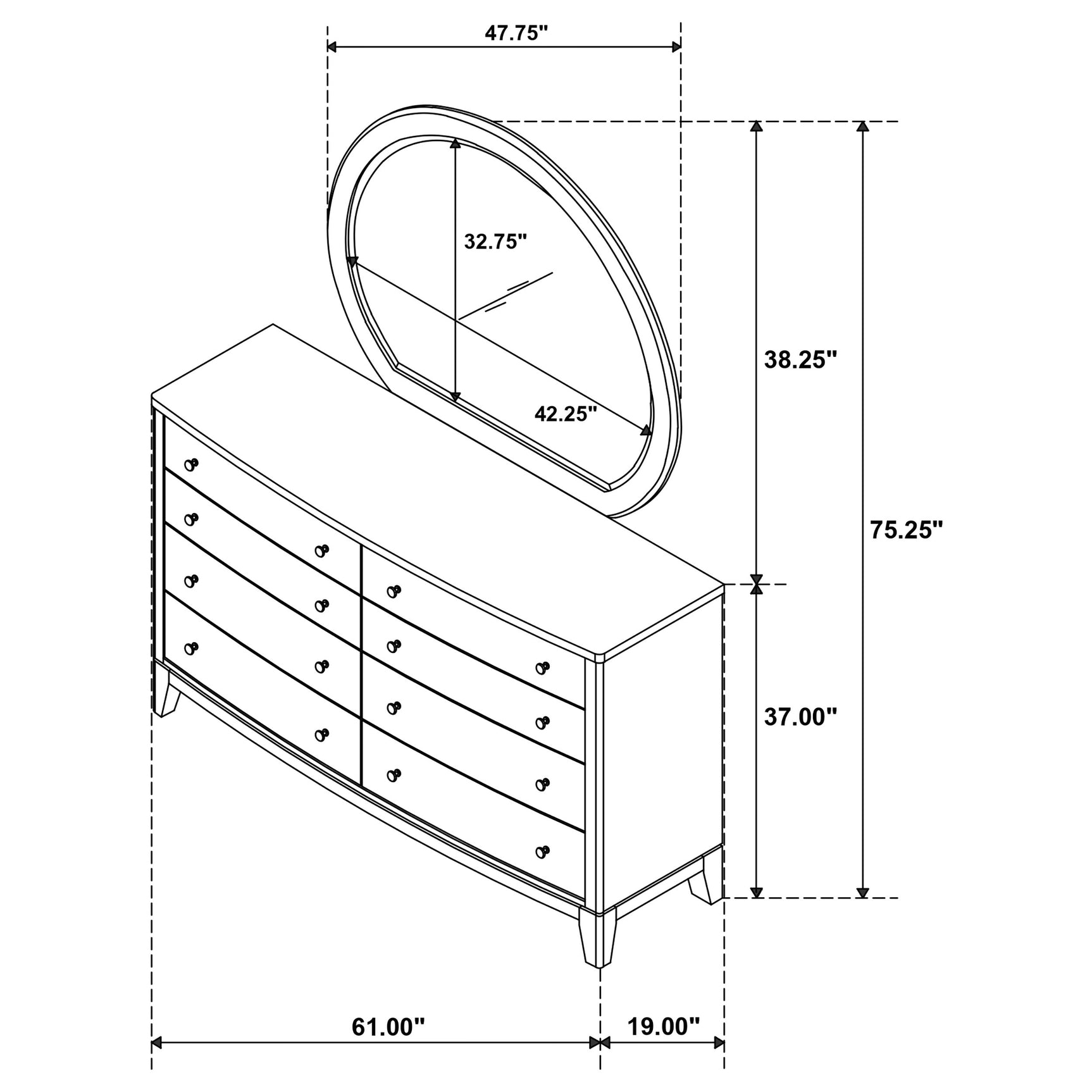 Granada 8-drawer Dresser and Mirror Natural Pine - Tampa Furniture Outlet