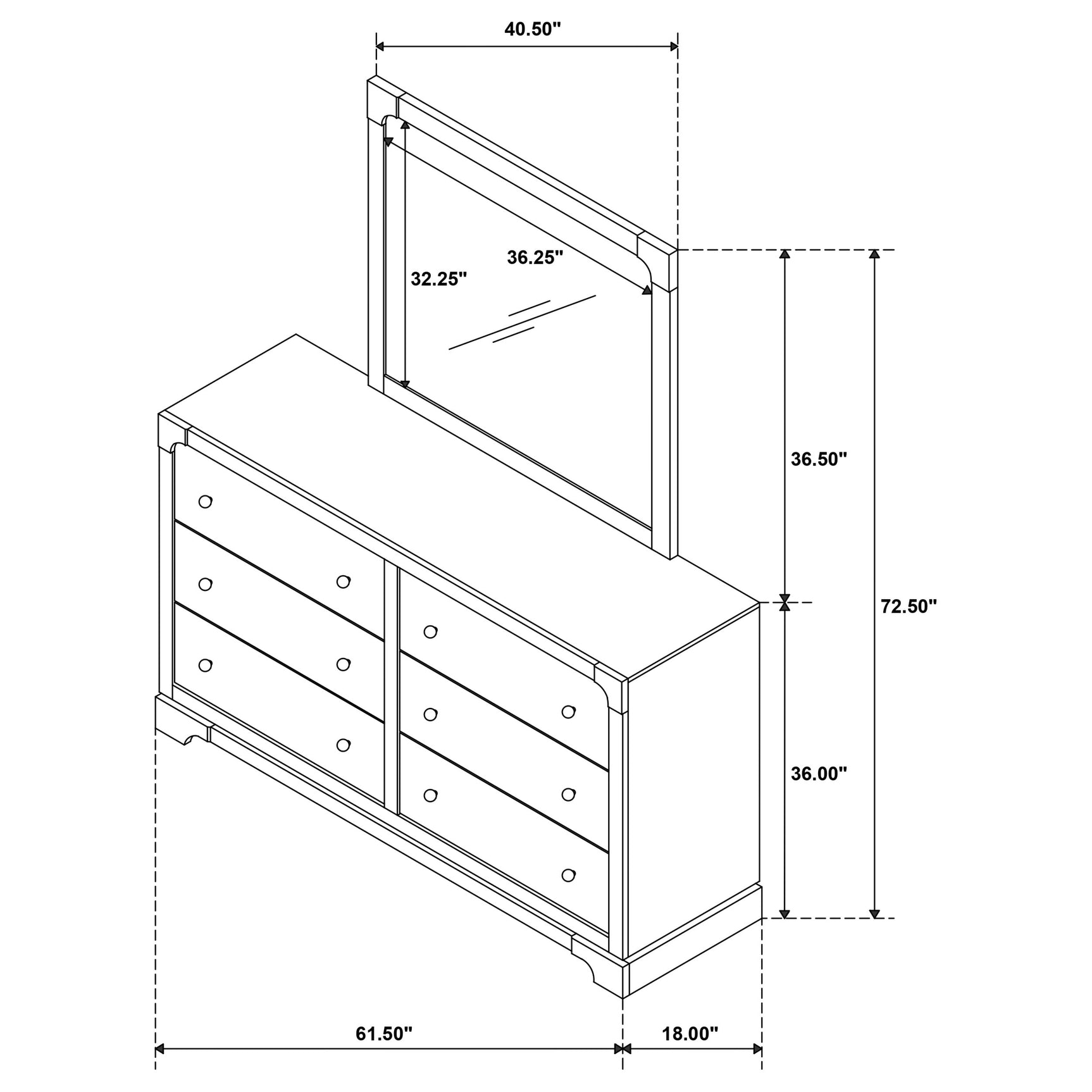 Gran Park 6-drawer Dresser and Mirror Dark Cocoa - Tampa Furniture Outlet