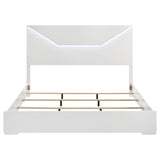 Ives Eastern King Panel Bed LED Headboard White High Gloss - Tampa Furniture Outlet