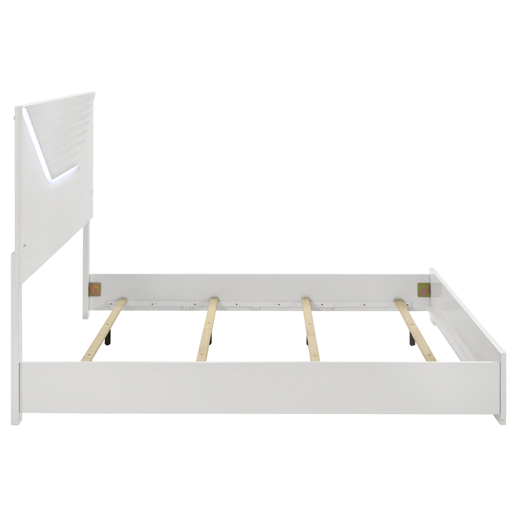 Ives Eastern King Panel Bed LED Headboard White High Gloss - Tampa Furniture Outlet