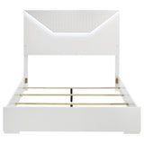 Ives Queen Panel Bed LED Headboard White High Gloss - Tampa Furniture Outlet