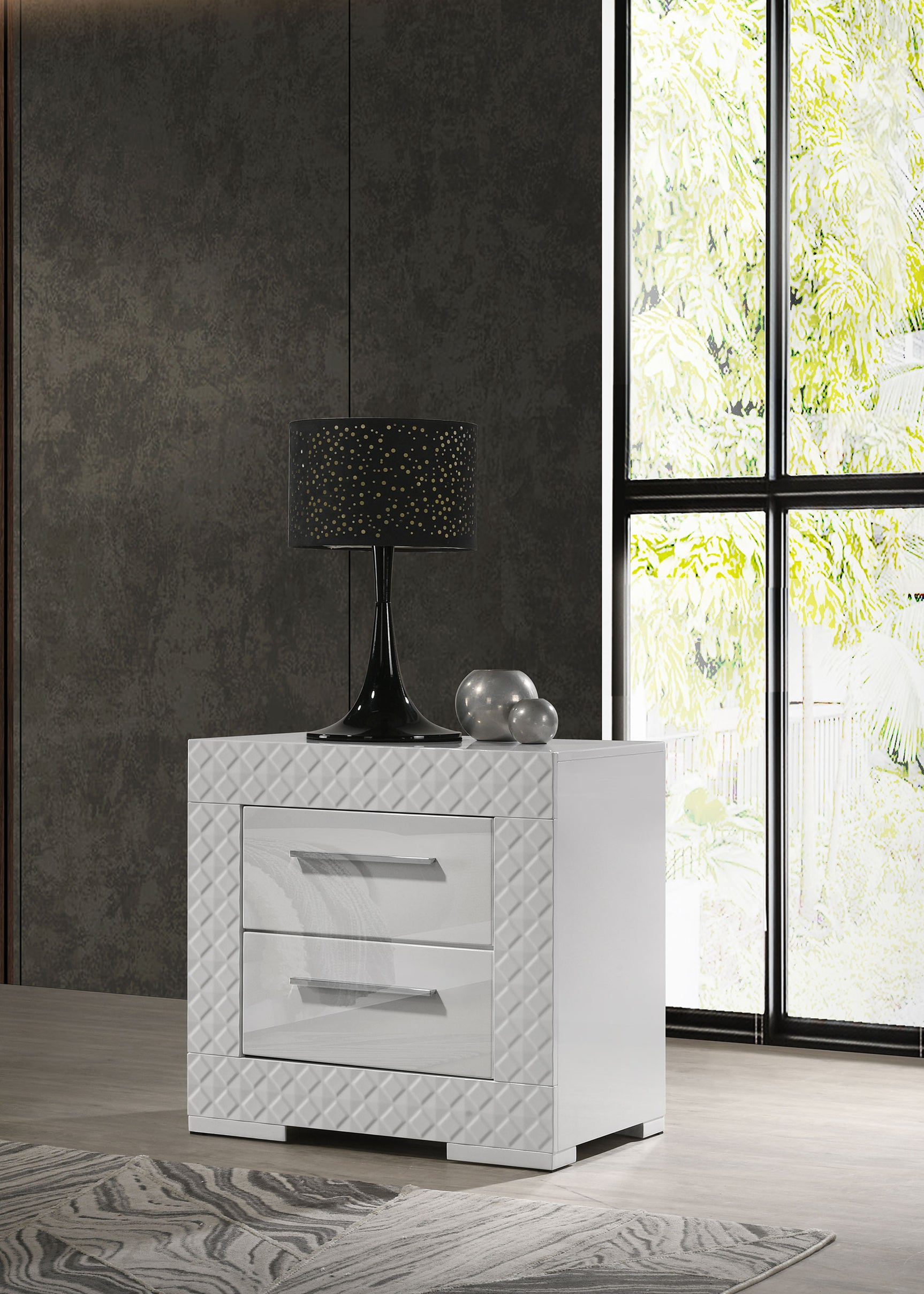 Ives 2-drawer Nightstand Bedside Table White High Gloss - Tampa Furniture Outlet