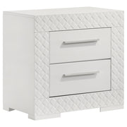 Tampa Furniture Outlet - Coaster - Ives 2-drawer Nightstand Bedside Table White High Gloss - 224942