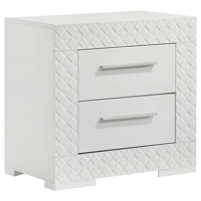 Tampa Furniture Outlet - Coaster - Ives 2-drawer Nightstand Bedside Table White High Gloss - 224942