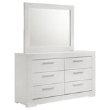 Tampa Furniture Outlet - Coaster - Ives 6-drawer Dresser and Mirror White High Gloss - 224943M