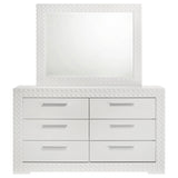Ives 6-drawer Dresser and Mirror White High Gloss - Tampa Furniture Outlet