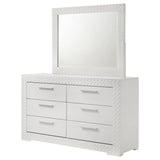 Ives 6-drawer Dresser and Mirror White High Gloss - Tampa Furniture Outlet