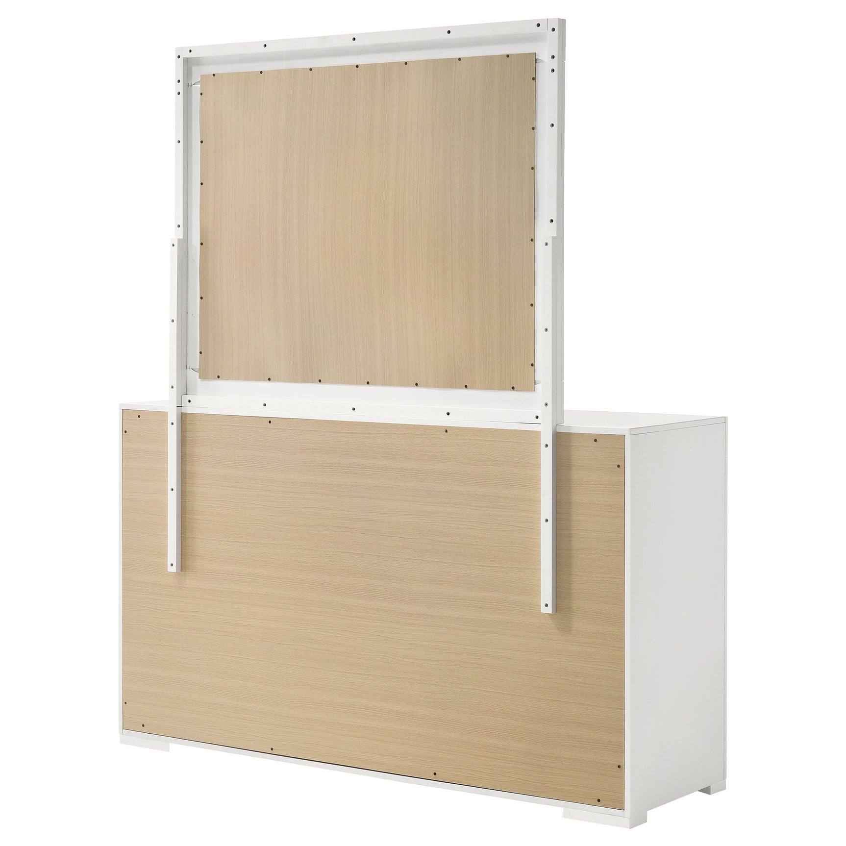 Ives 6-drawer Dresser and Mirror White High Gloss - Tampa Furniture Outlet