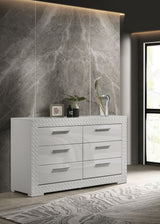 Ives 6-drawer Dresser Cabinet White High Gloss - Tampa Furniture Outlet