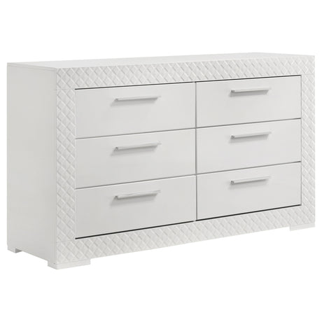 Tampa Furniture Outlet - Coaster - Ives 6-drawer Dresser Cabinet White High Gloss - 224943