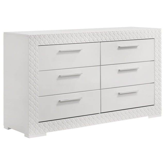 Tampa Furniture Outlet - Coaster - Ives 6-drawer Dresser Cabinet White High Gloss - 224943