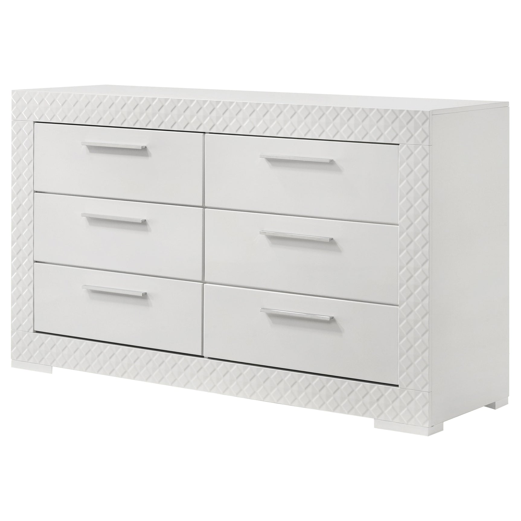 Ives 6-drawer Dresser Cabinet White High Gloss - Tampa Furniture Outlet