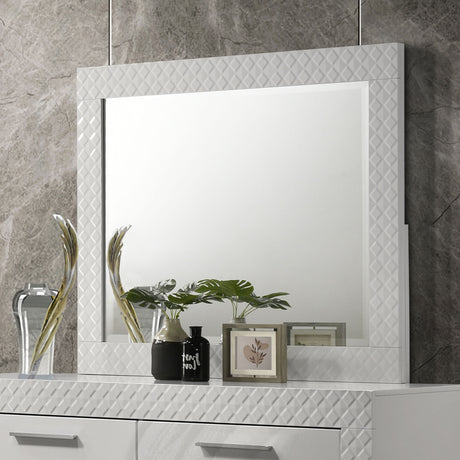 Ives Dresser Mirror White High Gloss - Tampa Furniture Outlet