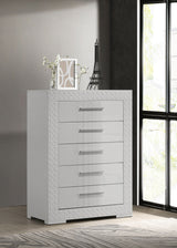 Ives 5-drawer Bedroom Chest of Drawers White High Gloss - Tampa Furniture Outlet