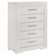 Tampa Furniture Outlet - Coaster - Ives 5-drawer Bedroom Chest of Drawers White High Gloss - 224945
