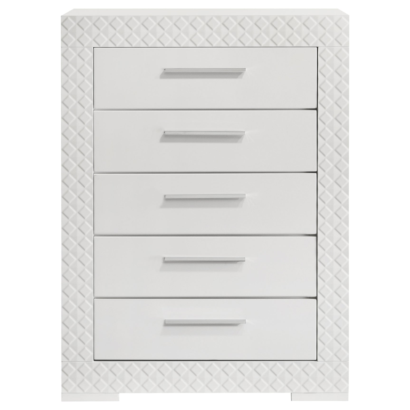 Ives 5-drawer Bedroom Chest of Drawers White High Gloss - Tampa Furniture Outlet