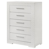 Ives 5-drawer Bedroom Chest of Drawers White High Gloss - Tampa Furniture Outlet