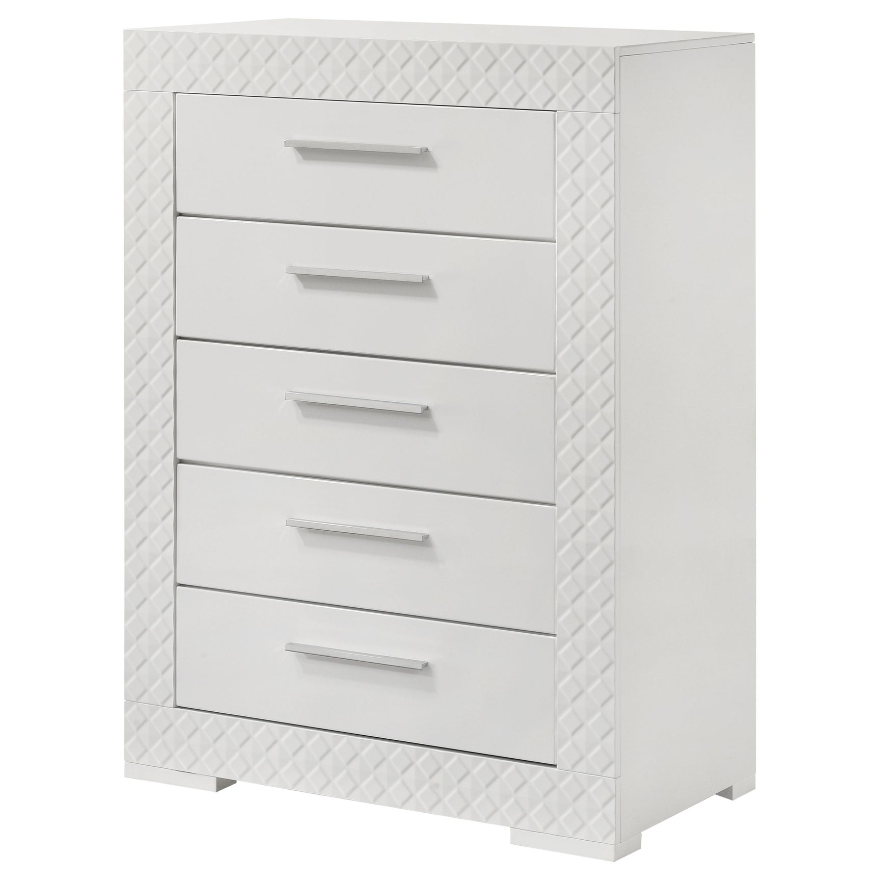 Ives 5-drawer Bedroom Chest of Drawers White High Gloss - Tampa Furniture Outlet