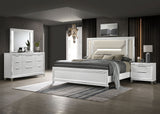 Tampa Furniture Outlet - Coaster - Marmore 4-piece Eastern King Bedroom Set White - 224961KE-S4