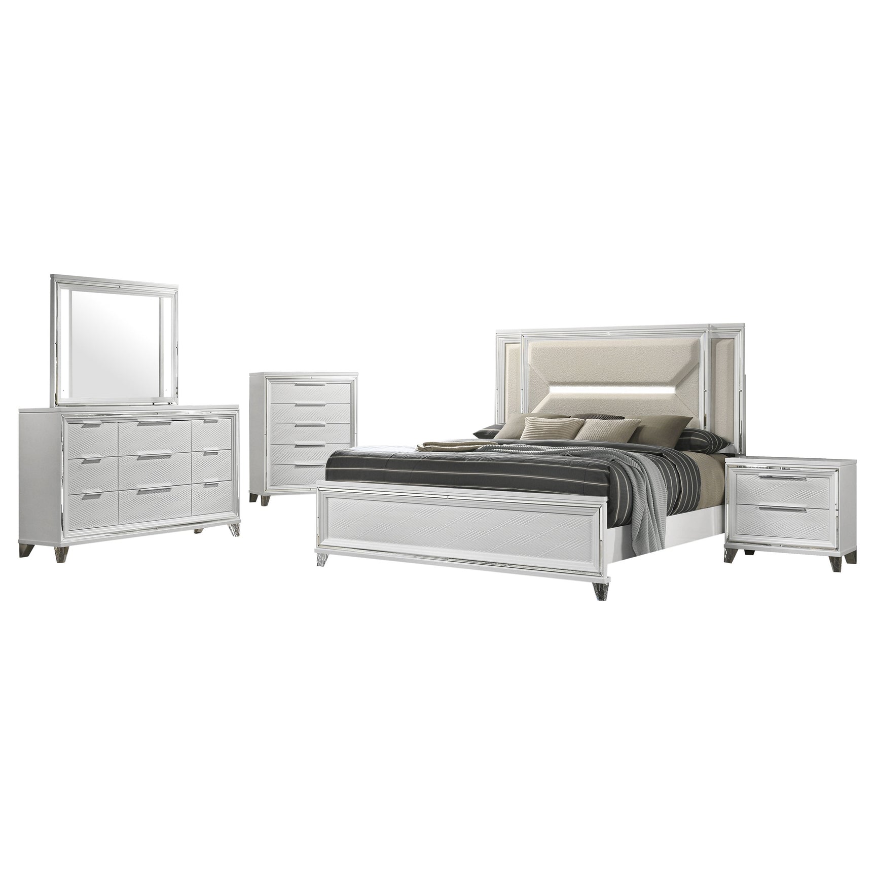 Marmore 5-piece Eastern King Bedroom Set White - Tampa Furniture Outlet