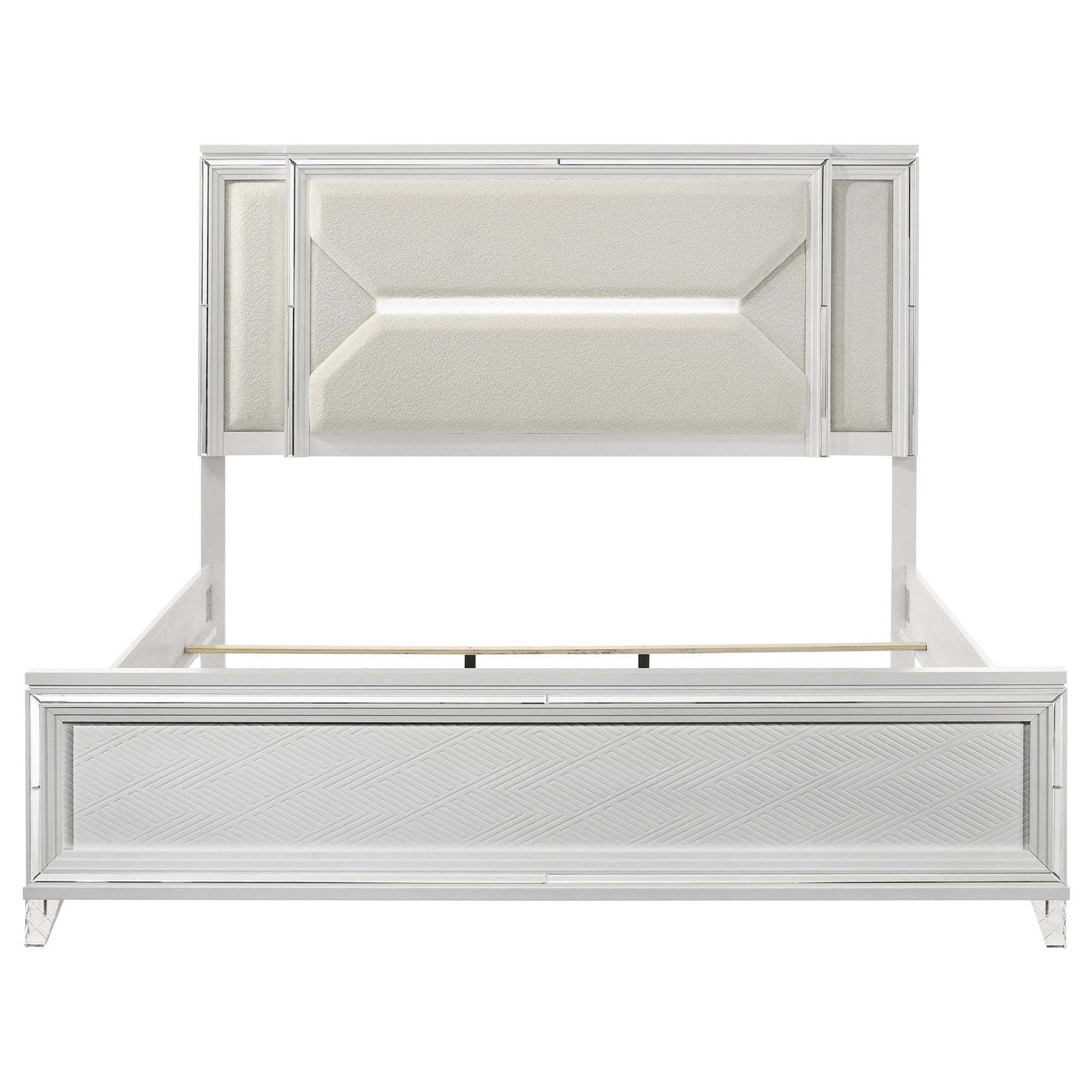 Marmore 64-inch Eastern King Panel Bed LED Headboard White - Tampa Furniture Outlet